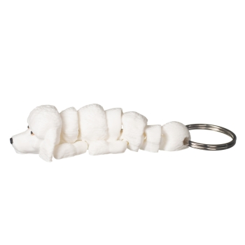 Brelok Pudel 3D biały – elegancki brelok z psem do kluczy